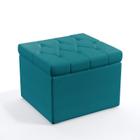 Puff Quasar Com Capitonê Suede Azul Turquesa Aradecor