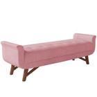 Puff Recamier Decorativo com Pés em Madeira 140 cm Itália Bouclê Rosê - Lyam Decor