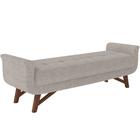 Puff Recamier Decorativo com Pés em Madeira 140 cm Itália P05 Linho Bege Claro - Lyam Decor