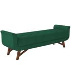 Puff Recamier Decorativo com Pés em Madeira 140 cm Itália P05 Veludo Verde - Lyam - Lyam Decor