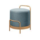 Puff Redondo Bacci em Linho e Base Metal Dourado Agarb Decor