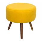 Puff Redondo Classic Suede Amarelo Pes Palito Mansiori - JBF Poltronas