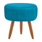 Puff Redondo Decorativo Sala de Estar Suede Azul Turquesa - Maitê Moda Casa