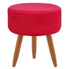 Puff Redondo Decorativo Sala E Escritório Suede Vermelho - Maitê Moda Casa