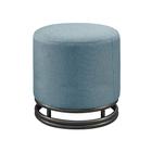 Puff Redondo Helga em Linho e Base Metal Preto Agarb Decor - Agarb Estofados