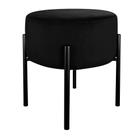 Puff Redondo Quarto Suede Preto - Belliv Decor