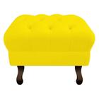 Puff Retrô Capitonê Decorativo Pé em Madeira Sala de Estar Recepção Escritório Suede Amarelo - KDAcanto Móveis