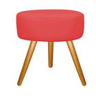 Puff Sofia Redondo Decorativo Pé Palito Sala de Estar Recepção Escritório Suede Vermelho - KDAcanto Móveis