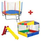 Pula Pula Trampolim 2,30m + Piscina de Bolinhas Quadrada 1,50m + Escorregador Grande - Rotoplay Brinquedos