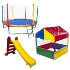 Pula Pula Trampolim Cama Elástica 2,30m + Piscina de Bolinhas Quadrada 1,00m + Escorregador Médio Premium Rotoplay Brinquedos