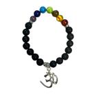 Pulseira 7 Chakras Pedras Vulcânica Pingente Om Silicone