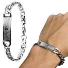 Pulseira aço inox masculina prata oração pai nosso religiao ajustavel casual religiosa social