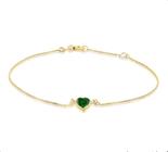 Pulseira Adulto Ouro 18k 0,750 Coração De Zircônia 5mm 20cm