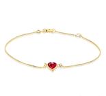 Pulseira Adulto Ouro 18k 0,750 Coração De Zircônia 5mm 20cm