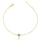 Pulseira Adulto Ouro 18k 0,750 Coração De Zircônia 5mm 21cm