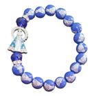 Pulseira azul 10mm nossa senhora aparecida resplendor strass
