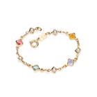 Pulseira banhada a ouro 18k infantil com pedras coloridas - tam.14 5508511414