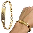 Pulseira banhada oração pai nosso masculina dourada ouro estilosa social moda masculina religiosa