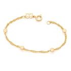 Pulseira banhado ouro 3x 24k 18k e 22k feminina infantil para bebe rommanel fio cingapura com bolas ocas 551392