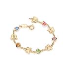 Pulseira banhado ouro 3x 24k 18k e 22k feminina infantil para bebe rommanel pedras coloridas borboletas 550849