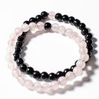 Pulseira Bolinha Obsidiana e Quartzo Rosa Para Casal 6mm