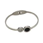 Pulseira Bracelete Aço Inox Feminina Prego Moda Strass Prata