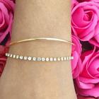 Pulseira Bracelete Com Strass Casamento Folheado A Ouro 18k