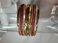 pulseira bracelete de metal vermelho e dourado brilhante kit 9pç