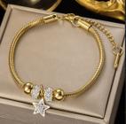 Pulseira bracelete estrela feminino - banhado a ouro 18k