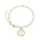 Pulseira Com Espirito Santo Banhada A Ouro 18K