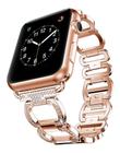 Pulseira Compatível Apple Watch 44mm Dourado Rosê Elos Aro