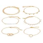 Pulseira Conjunto Dourada Bolinhas Folhas 6 Peças C9143