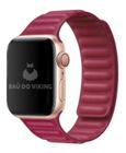 Pulseira Couro Link Compatível com Apple Watch 38mm 40mm Rose Red - Baú do Viking