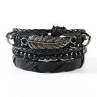 Pulseira Couro Masculina Feminina Ajustável Rock Ancora