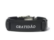 Pulseira Couro Masculina Gratidão All Black Regulável