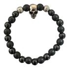 Pulseira Crânio Skull Hematita 8Mm Fosca E Brilhante