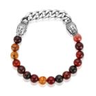 Pulseira Crucible Red Agate Beaded Inoxidável para Homens