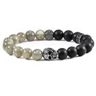 Pulseira Crucible Stainless Steel Skull Labradorite Onyx