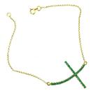 Pulseira Cruz Ouro 18K Esmeralda Pl485