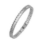 Pulseira de Aço Riviera Cristal Zircônia Baguete 16cm