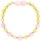 Pulseira de Ambar Baroque Lemon/Quartzo Rosé 14cm - BupBaby