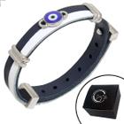 Pulseira de Couro Branco Azul OLHO GREGO PROTEÇÃO com Fecho STRAP PLUG Ajustável