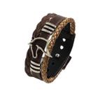 Pulseira de Couro Masculina Country Ajustável Cavalo Vazado Com Passador