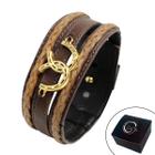 Pulseira de Couro Masculina Country Ajustável I Love Horses Marrom