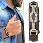 Pulseira de Couro Masculina Country Marrom Laço Nó Ajustável