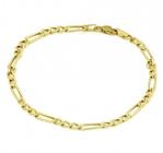 Pulseira de Ouro 18K Fígaro 3 x 1 21cm 3,0mm a 4,5mm (fina)