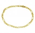 Pulseira de Ouro 18K Fígaro 3 x 1 21cm 3,0mm a 4,5mm (fina)