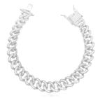 Pulseira de Prata 925 Cuban Link 10mm Cravejada em Zircônia Banhada a Prata