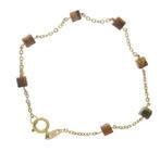 Pulseira Elo Português Com Cubos Olho De Tigre Ouro J25343