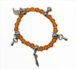 Pulseira Ewá Pingentes Laranja Cristal E Silicone